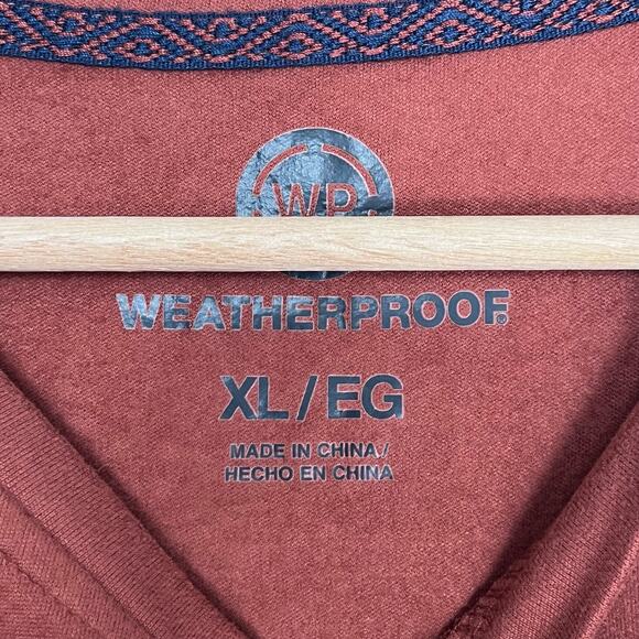 Weatherproof Henley Shirt Men Sz XL Orange Long Sleeves Double Brushed Soft Knit - Picture 7 of 9